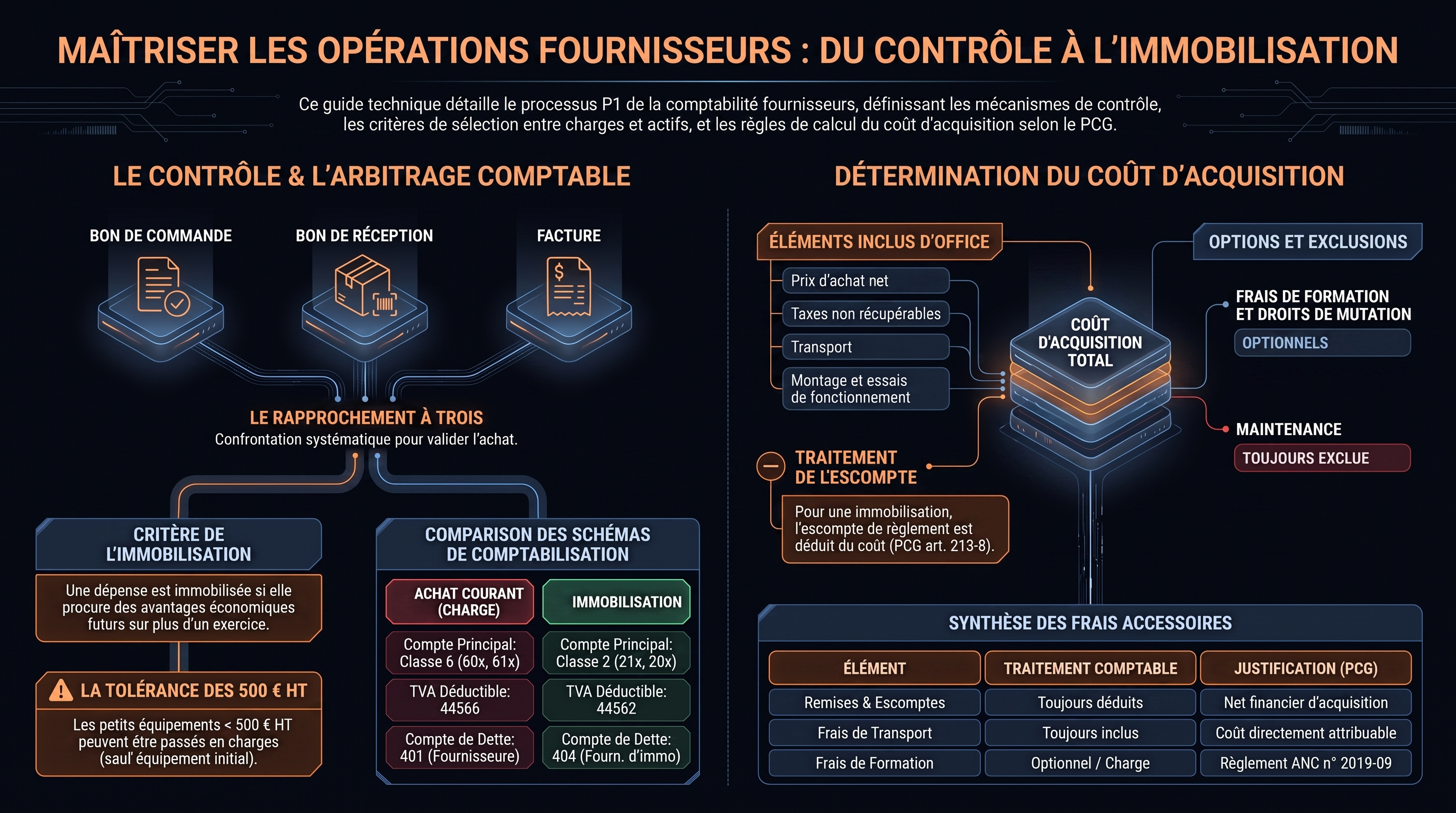 Les opérations fournisseurs et les acquisitions d'immobilisations