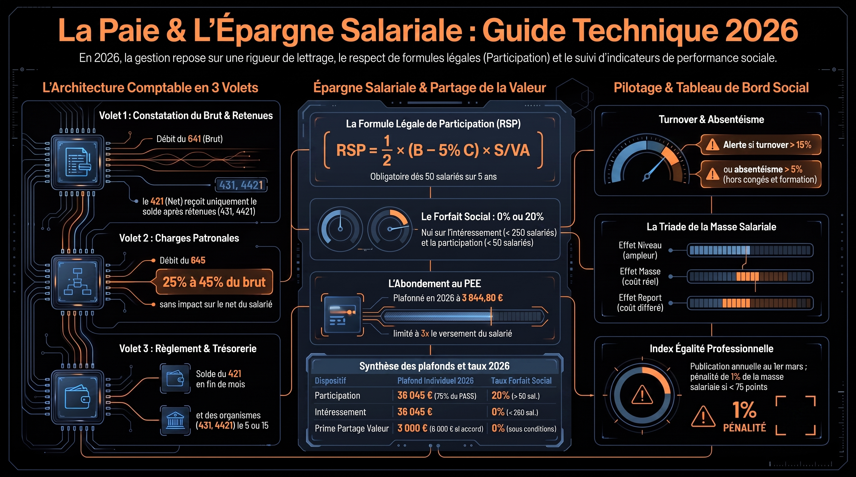 La comptabilisation de la paie, l'épargne salariale et le tableau de bord social