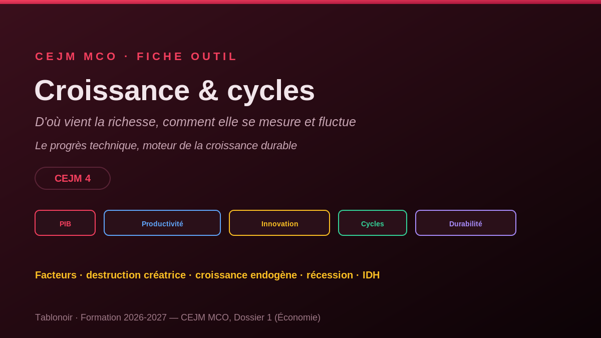 Infographie CEJM 1.04 — La croissance et les cycles économiques
