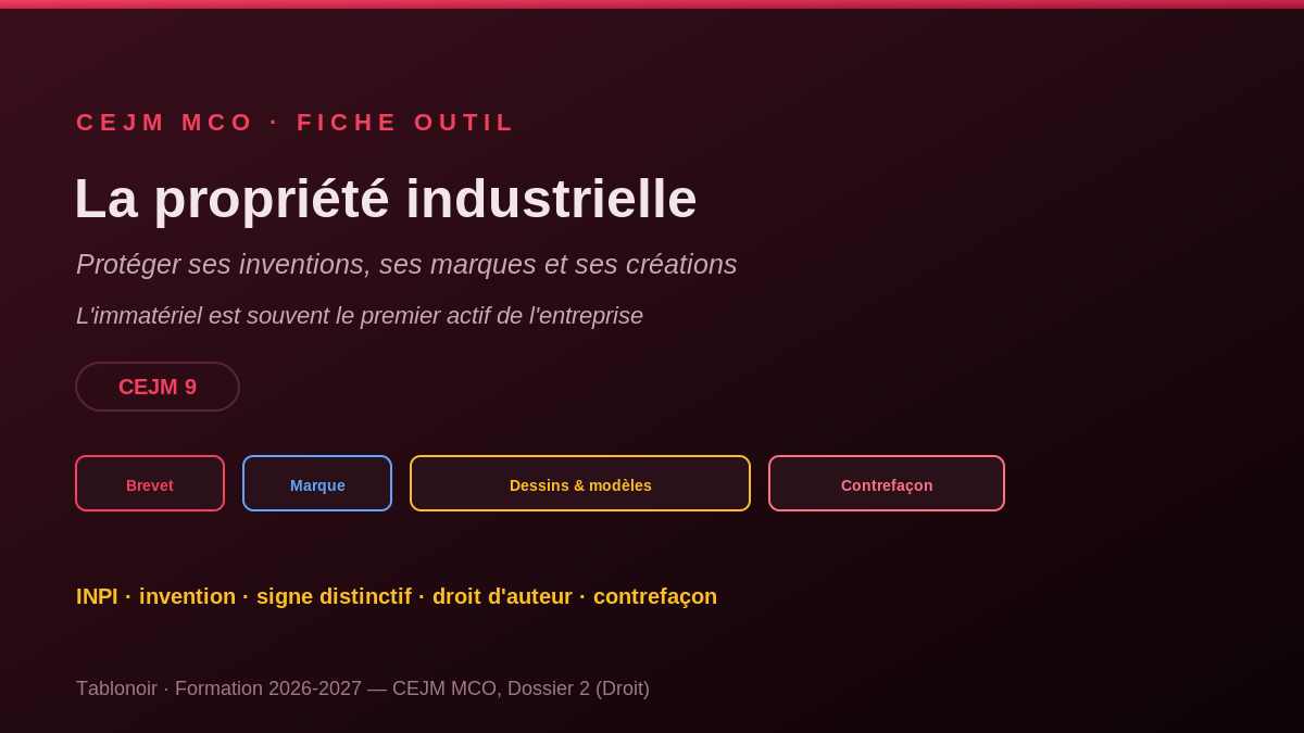 Infographie CEJM 2.04 — La propriété industrielle