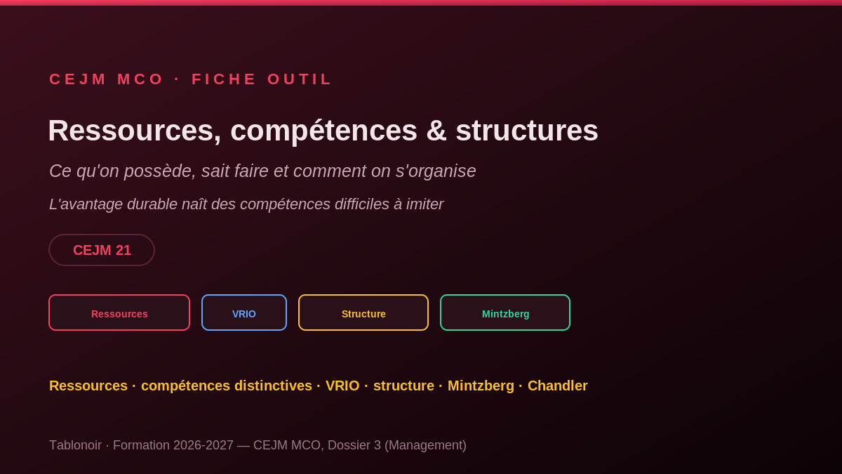 Infographie CEJM 3.04 — Les ressources, les compétences et les structures