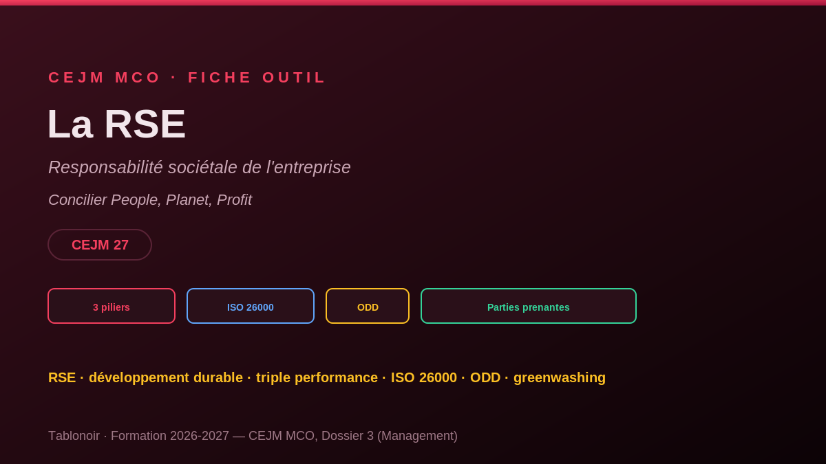 Infographie CEJM 3.08 — La responsabilité sociétale de l'entreprise (RSE)