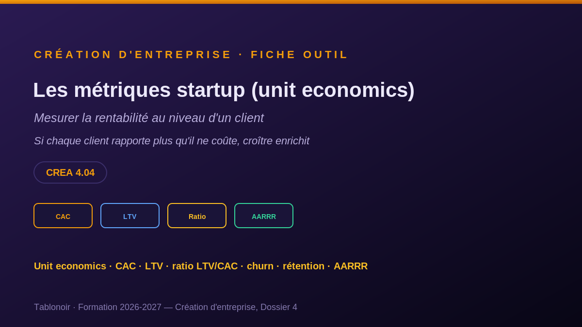 Les métriques startup (unit economics)