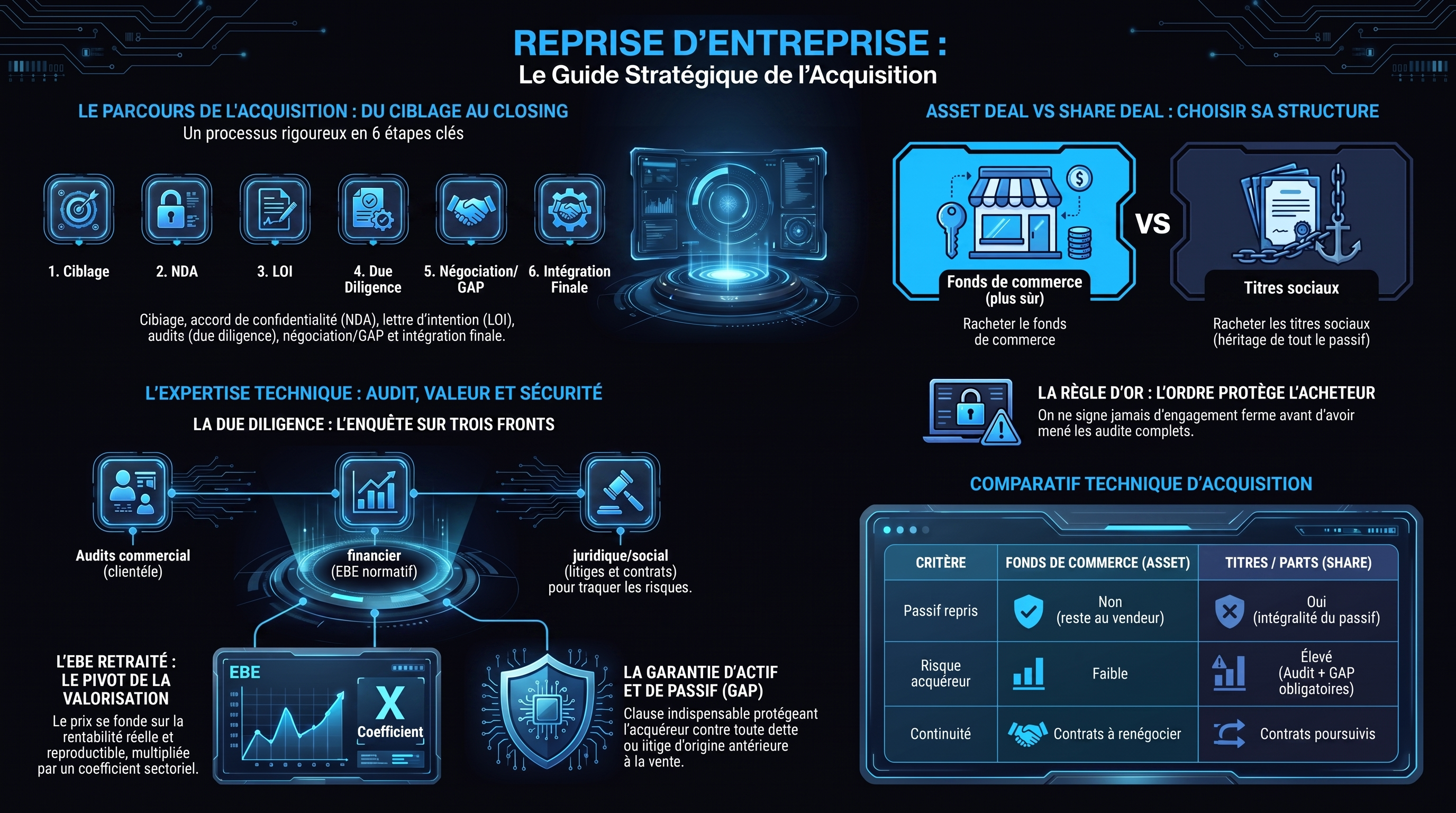 Infographie CREA 4.05 — La reprise d'entreprise (acquisition, due diligence et évaluation)