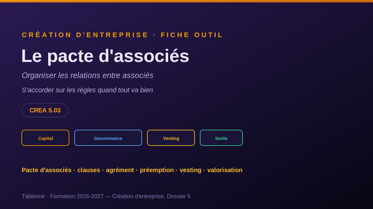 Le pacte d'associés et ses clauses essentielles