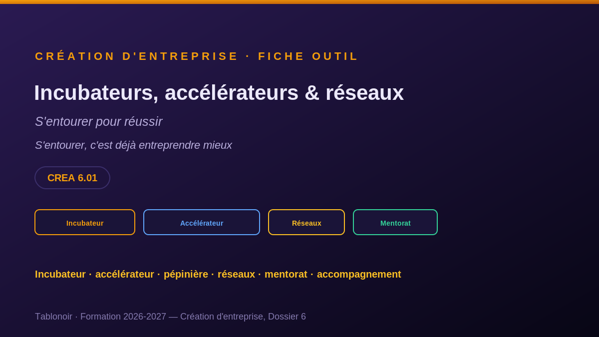 Les incubateurs, accélérateurs et réseaux