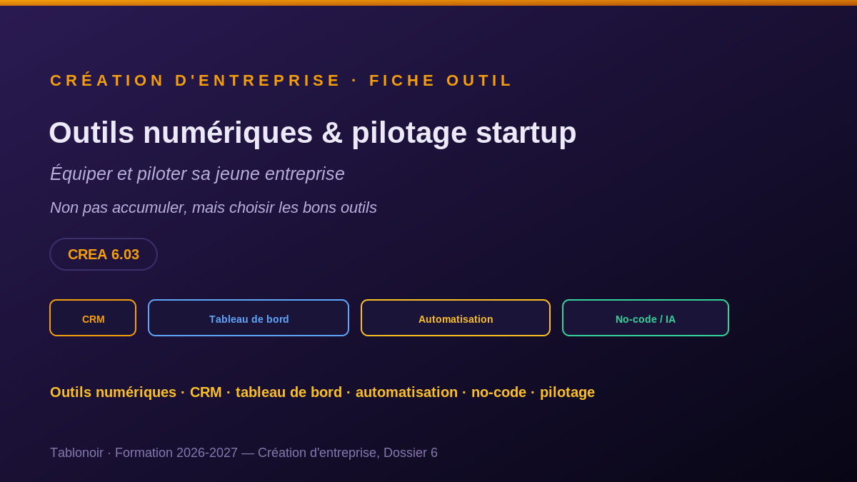 Outils numériques et pilotage startup
