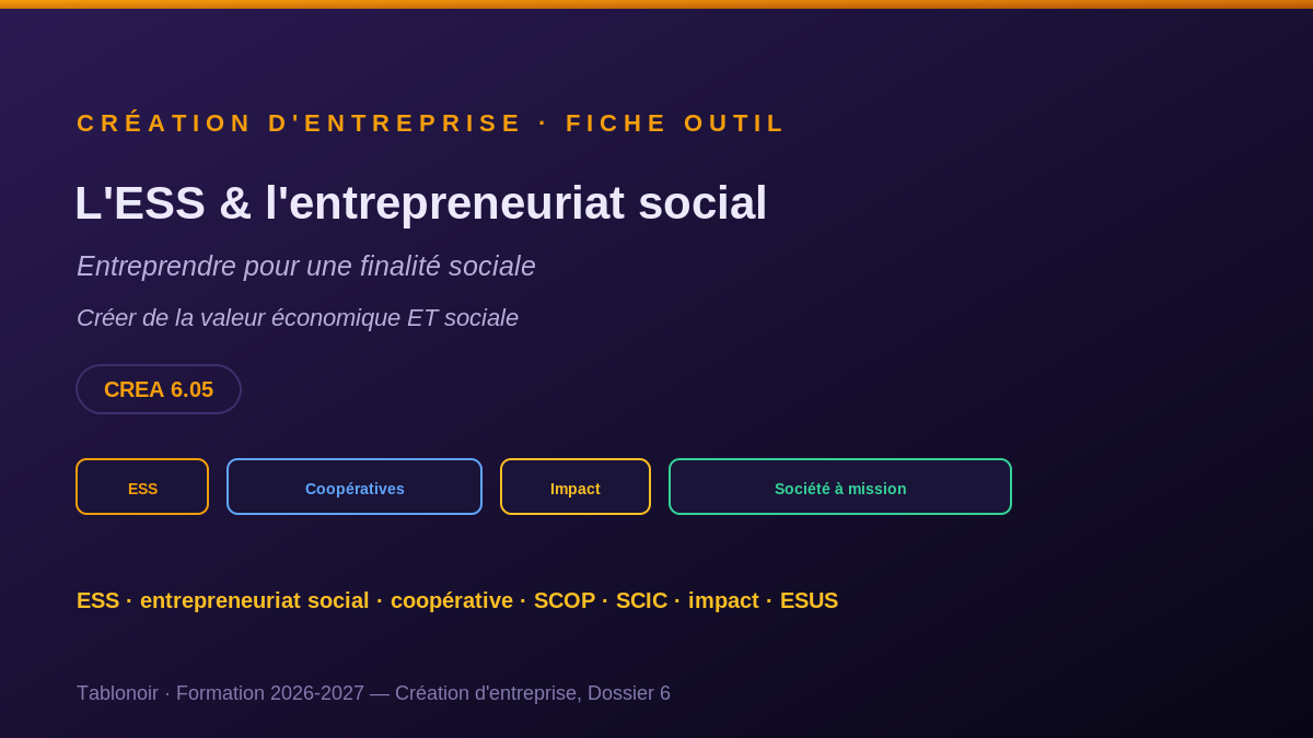L'ESS et l'entrepreneuriat social