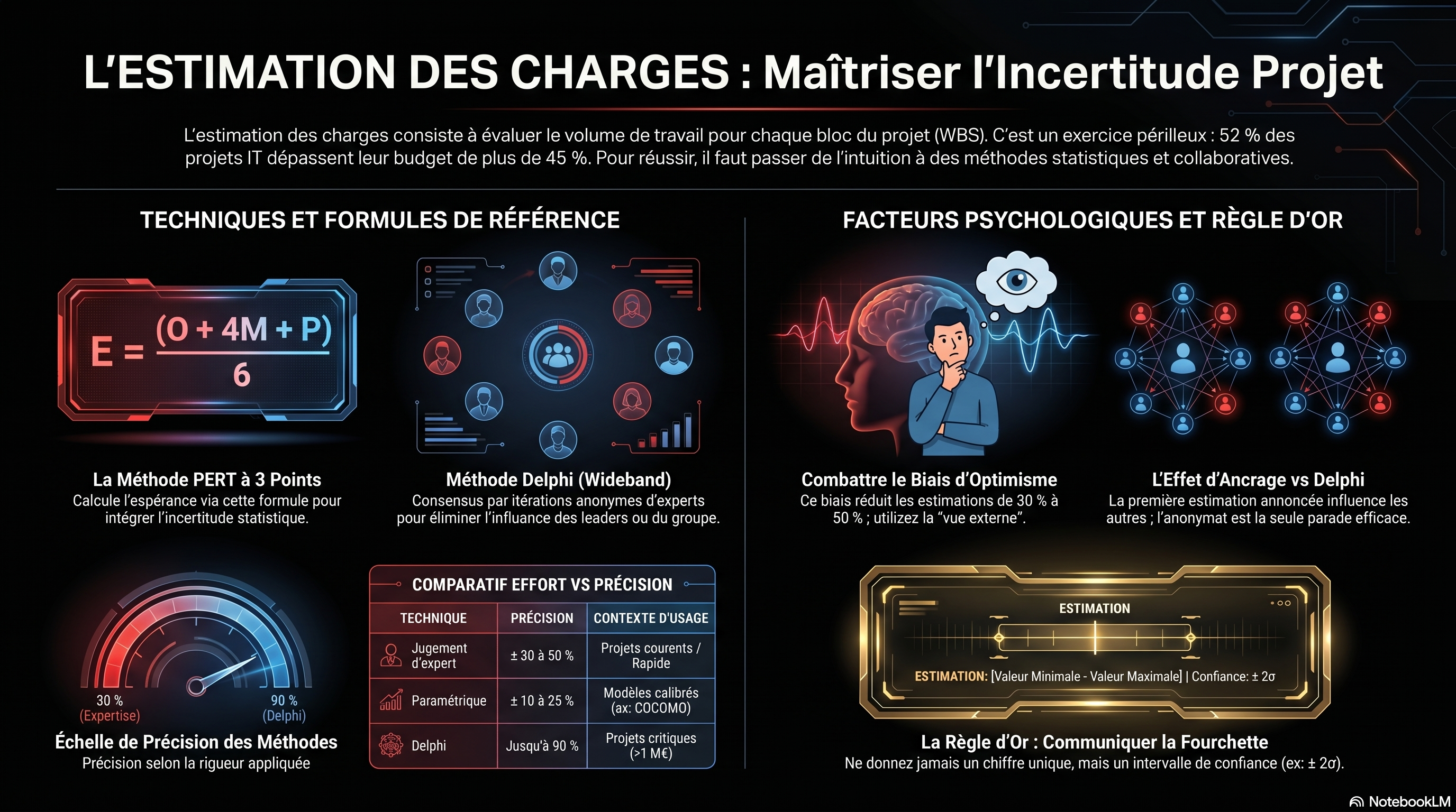L'estimation des charges (PERT 3 points, Delphi, analogie)