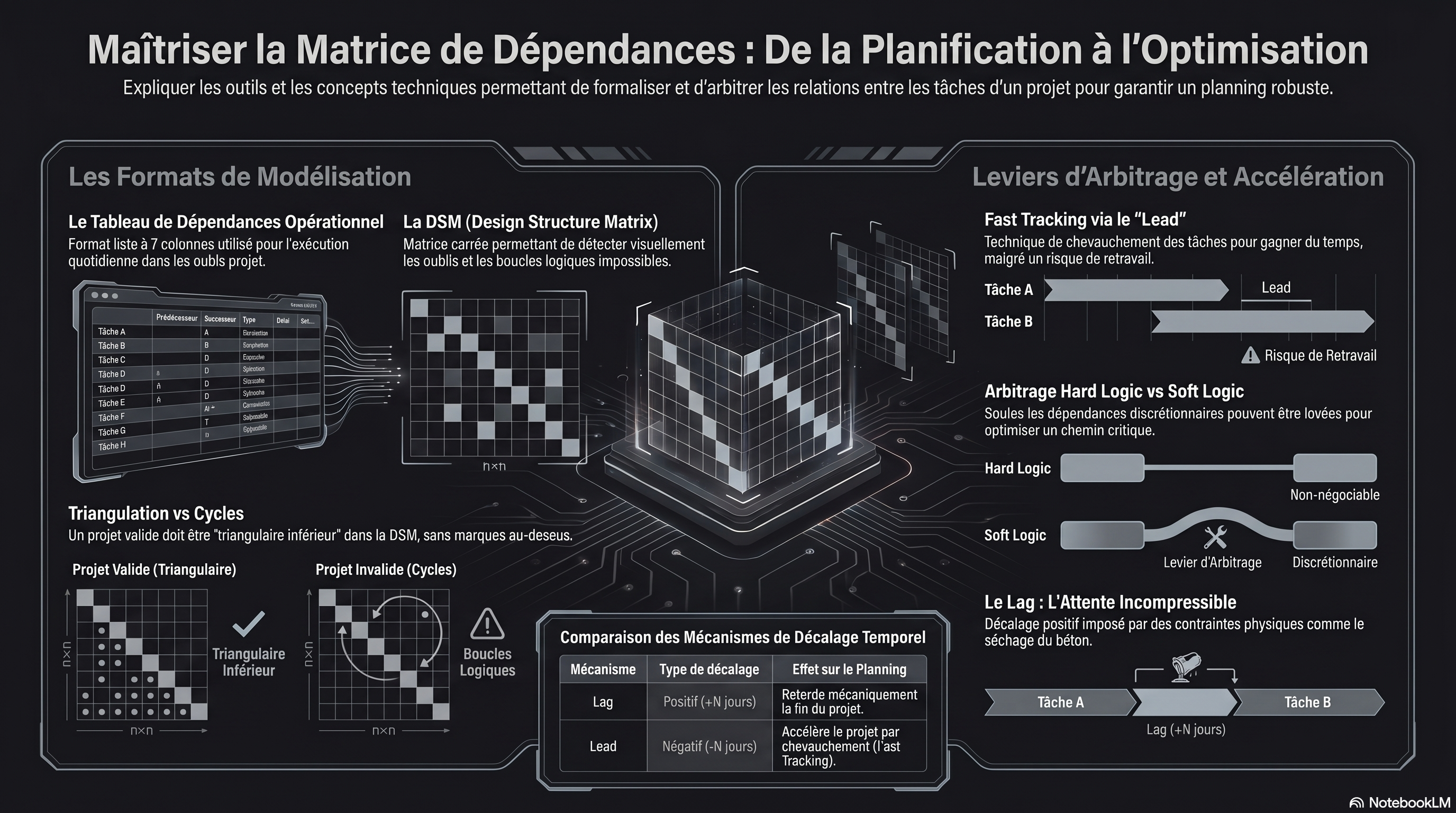 La matrice de dépendances et le réseau de tâches