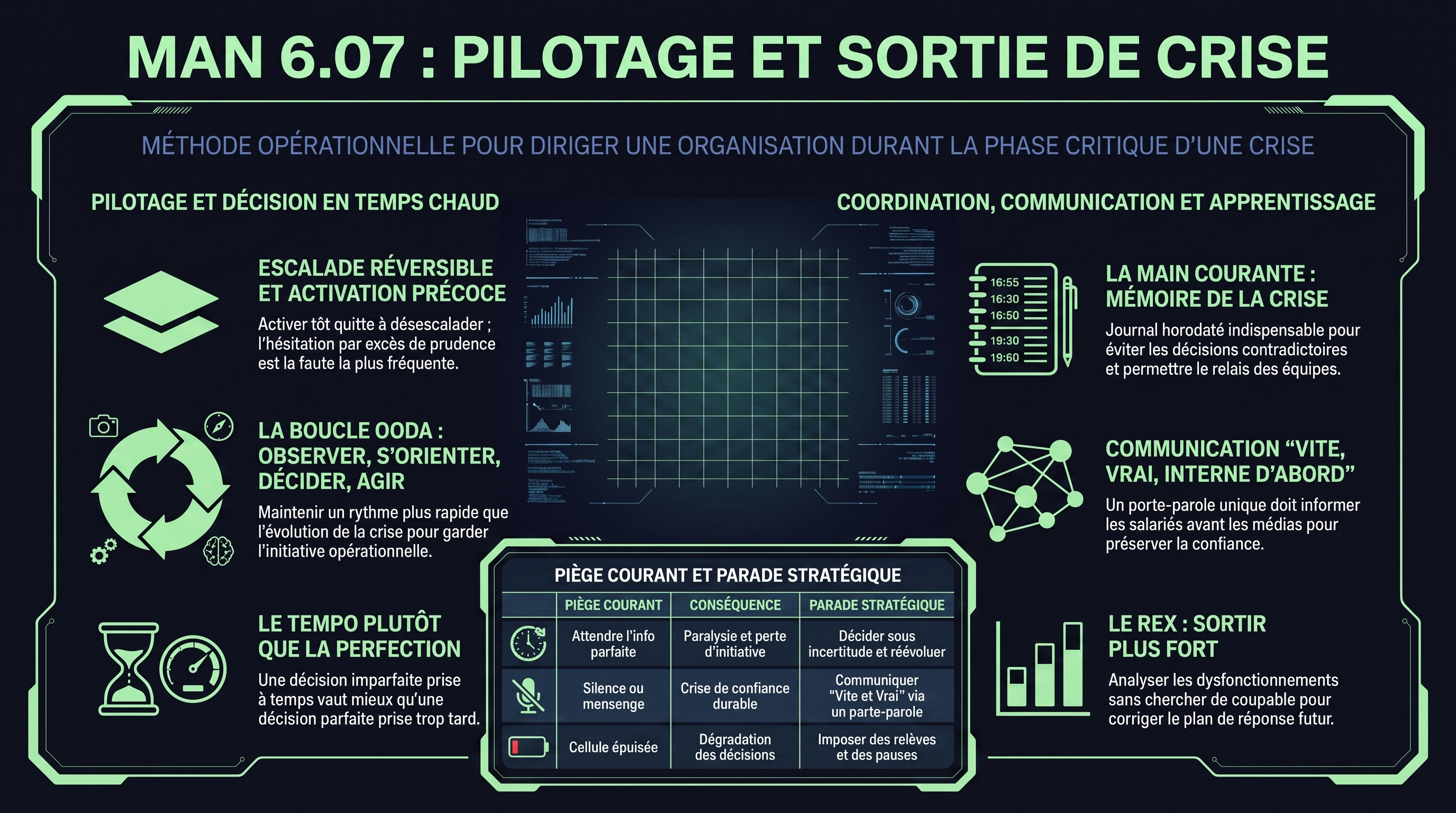 Infographie MAN 6.07 — Piloter et sortir de la crise