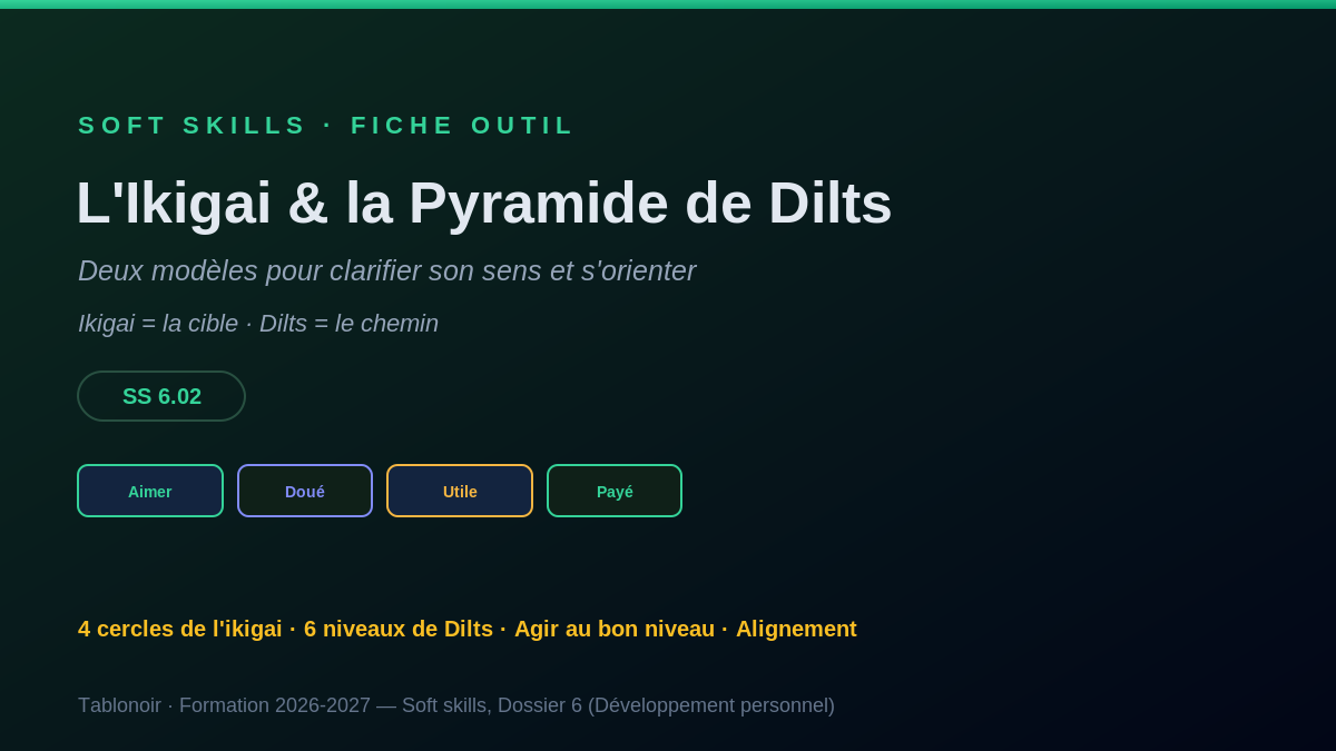 Ikigai et Pyramide de Dilts