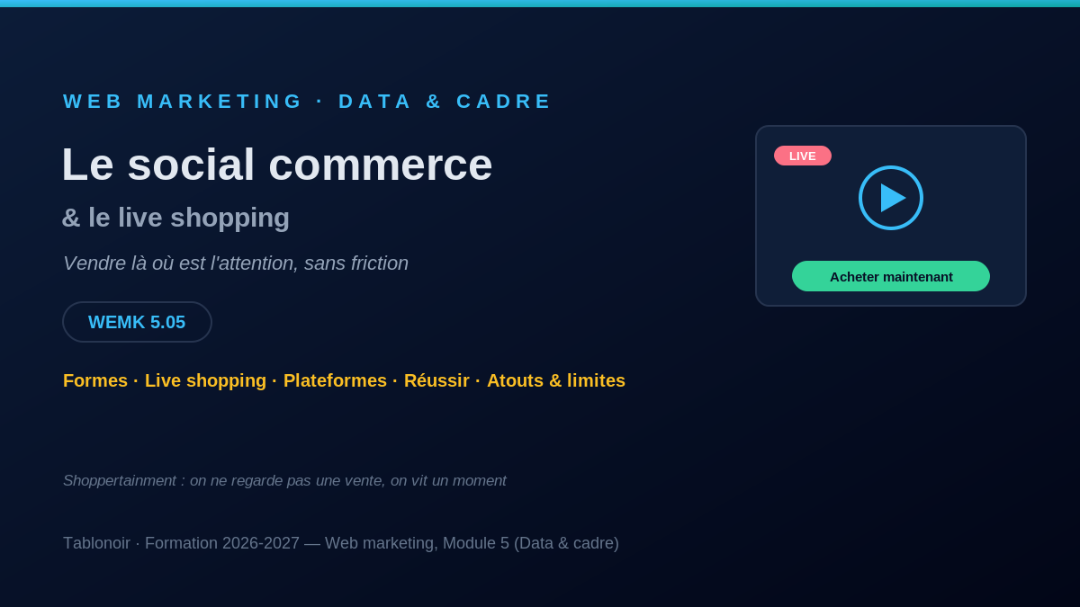 Le social commerce et le live shopping