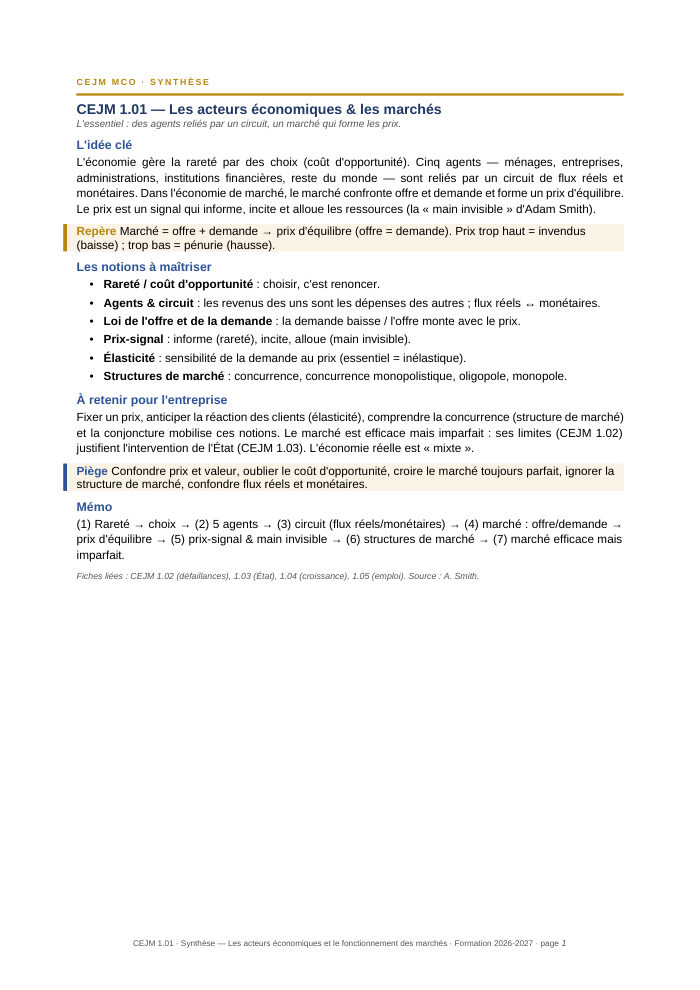 Première page de la synthèse