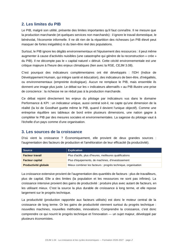 Une page du cours CEJM 1.04