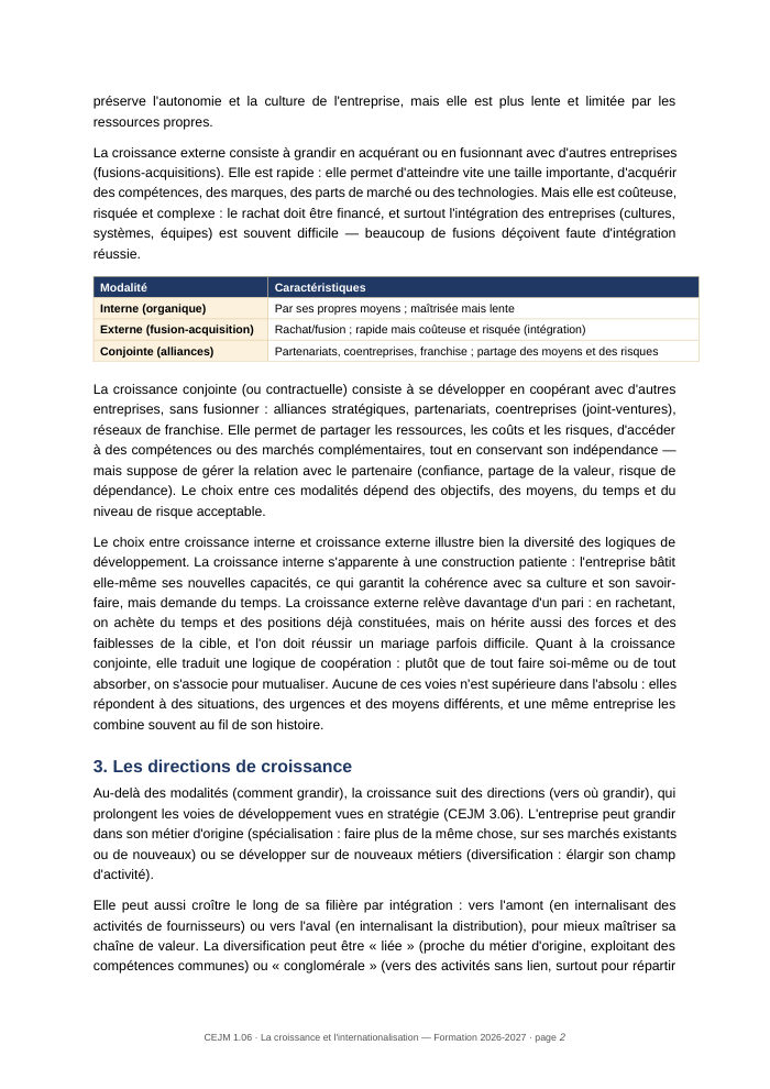 Une page du cours CEJM 1.06