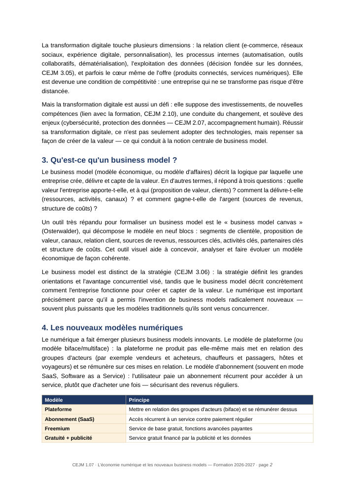 Une page du cours CEJM 1.07