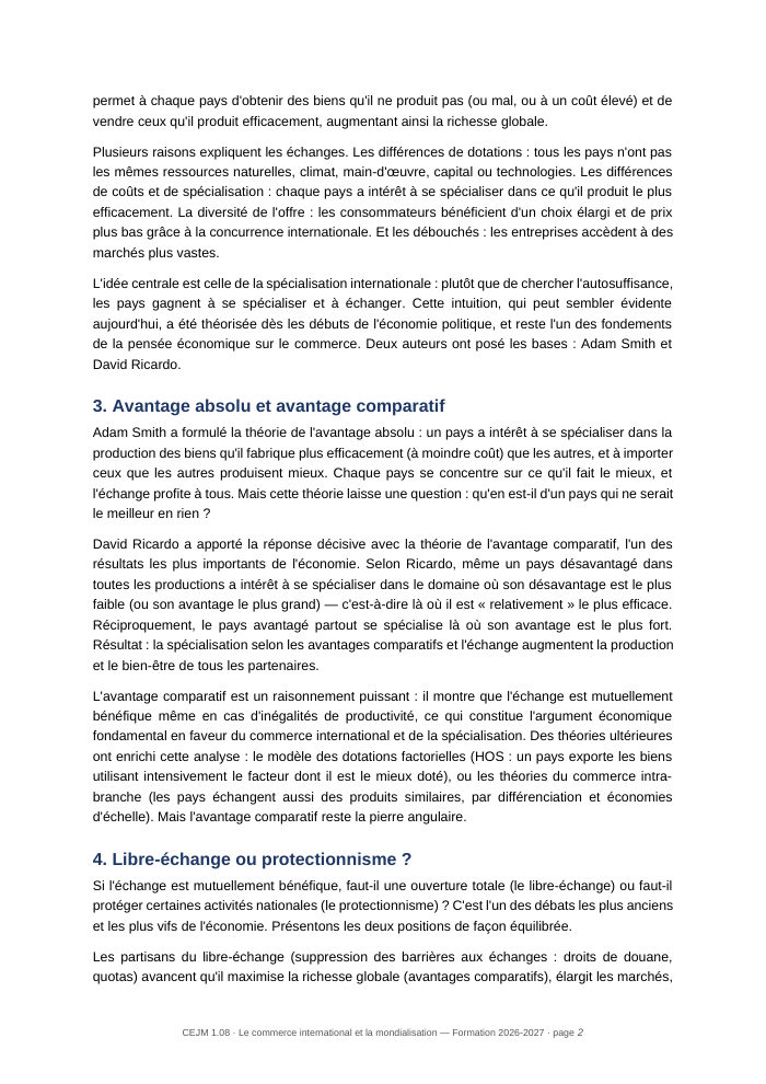 Une page du cours
