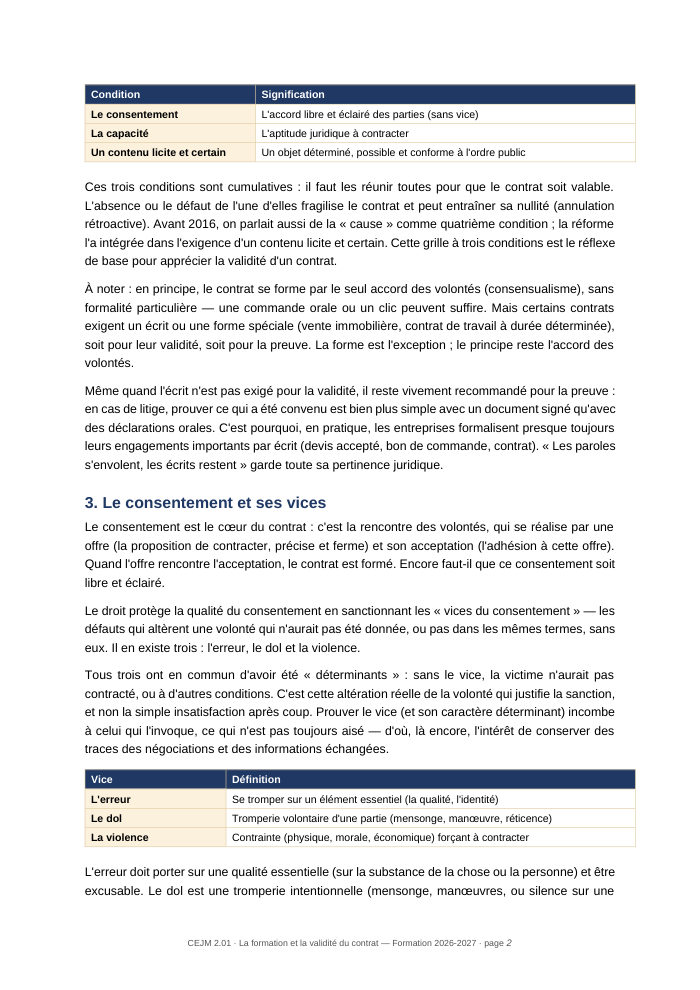 Une page du cours
