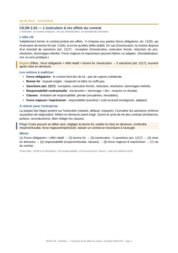 Première page de la synthèse