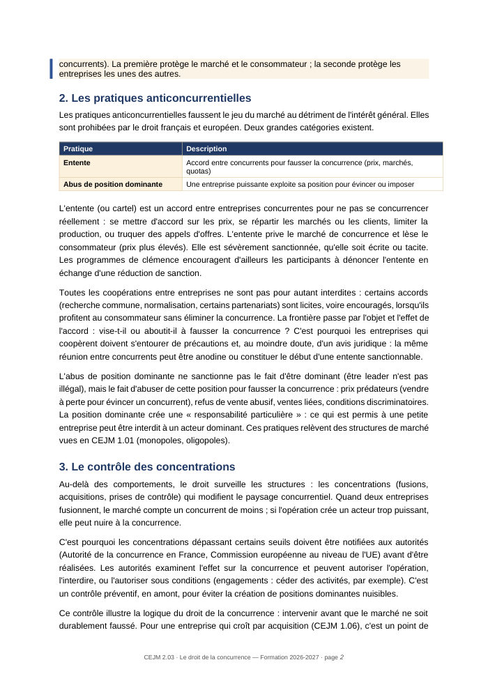 Une page du cours