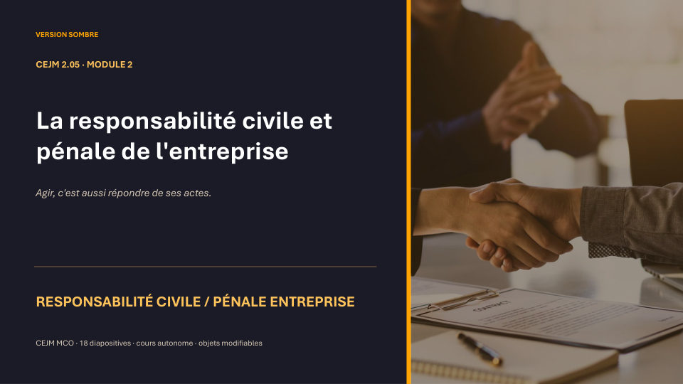 Première diapositive de la fiche CEJM 2.05