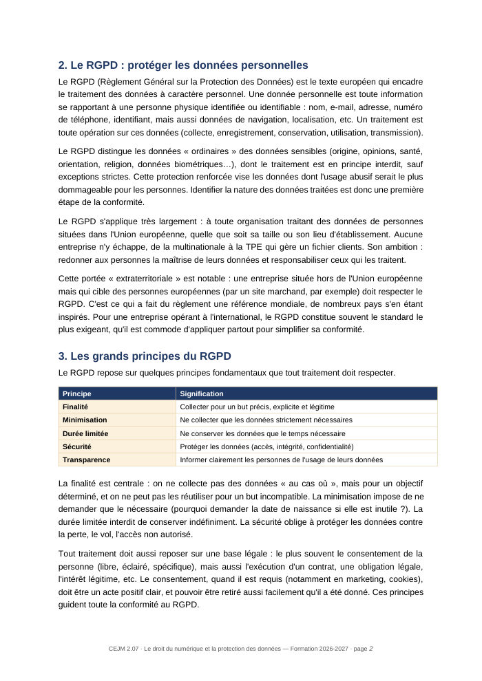 Une page du cours
