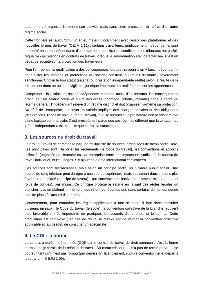 Une page du cours
