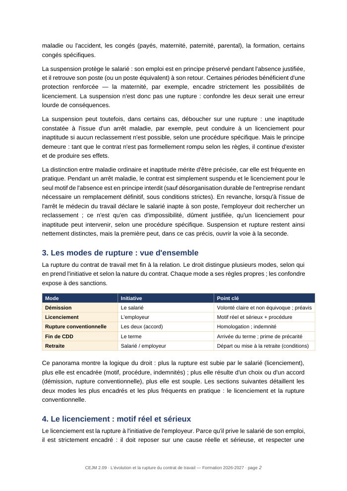 Une page du cours CEJM 2.09