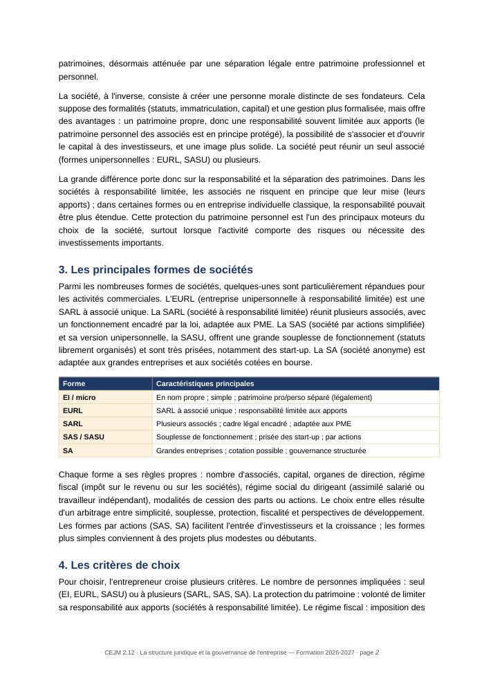 Une page du cours CEJM 2.12