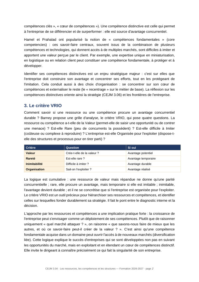 Une page du cours CEJM 3.04