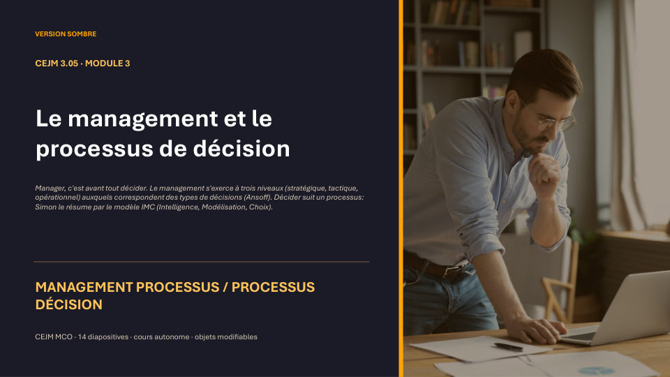 Première diapositive de la fiche CEJM 3.05