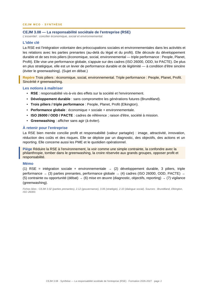 Première page de la synthèse