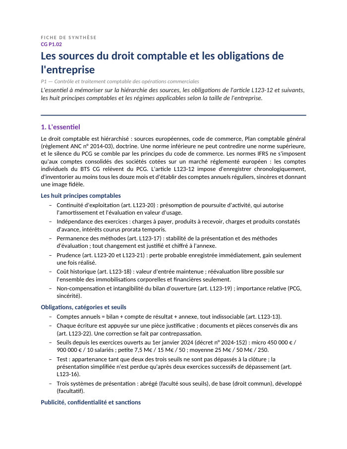 Première page de la synthèse