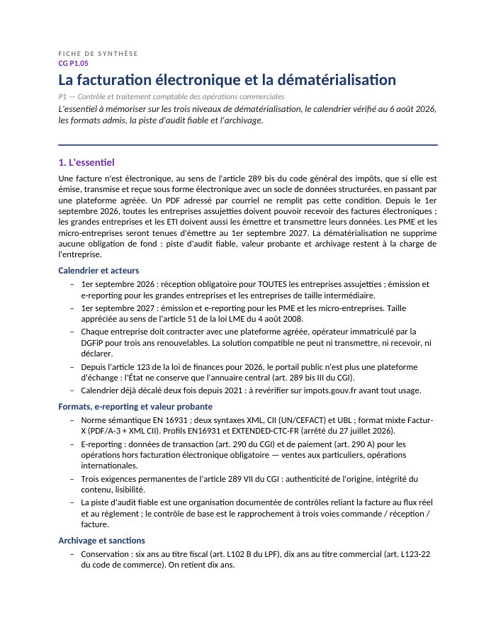 Première page de la synthèse