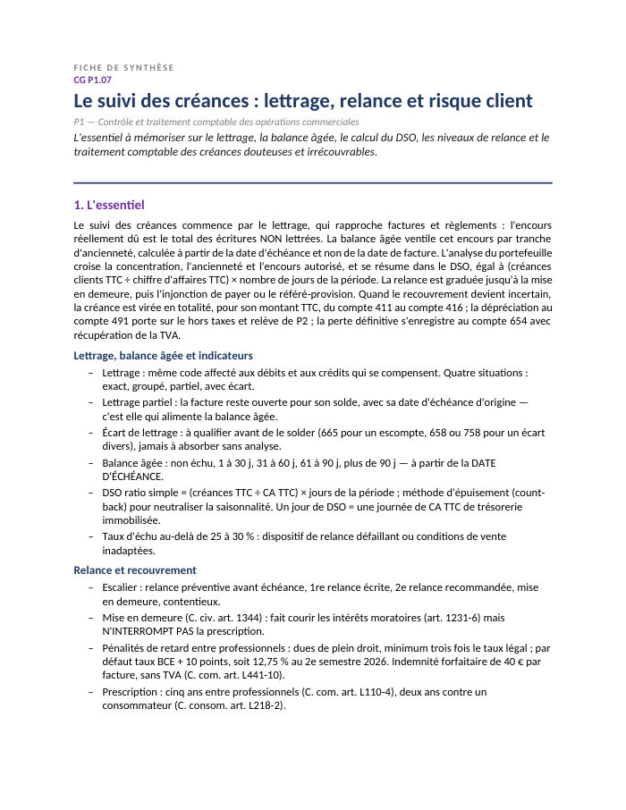 Première page de la synthèse