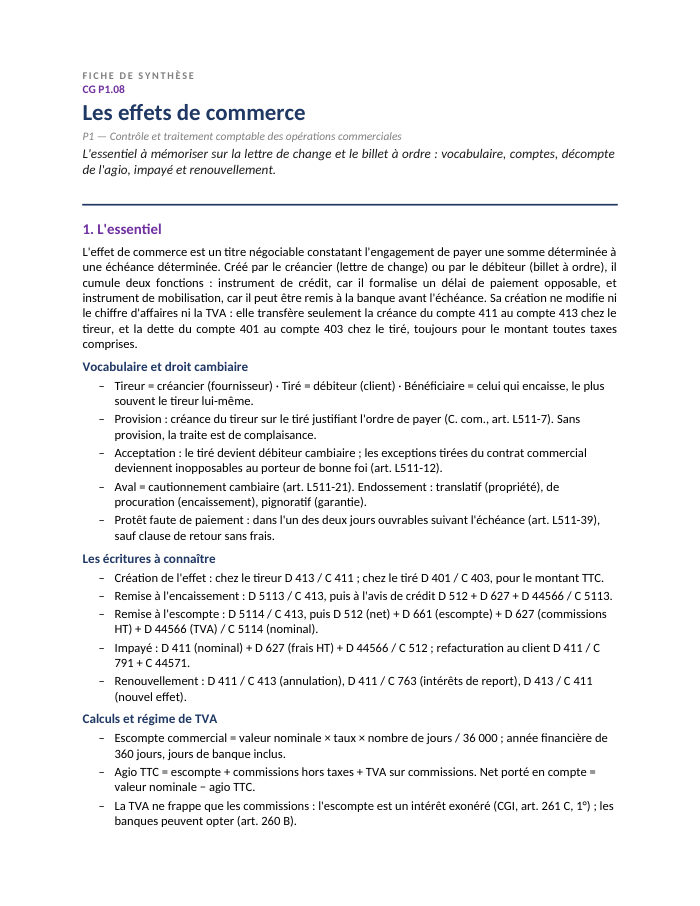 Première page de la synthèse