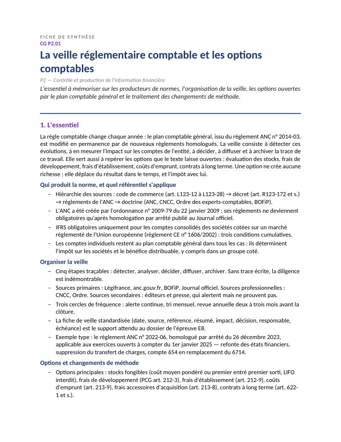Première page de la synthèse