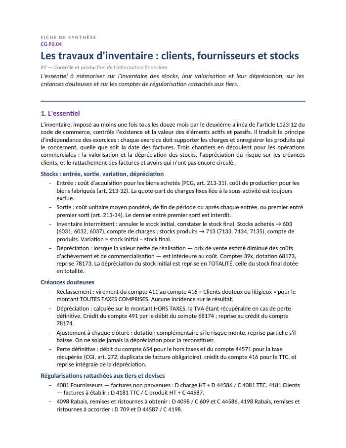 Première page de la synthèse