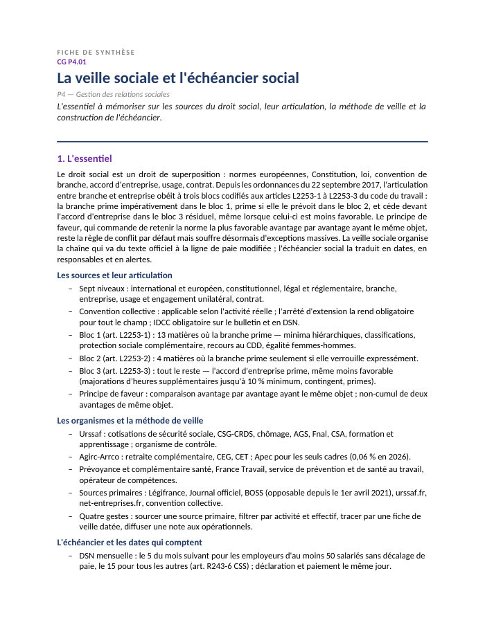 Première page de la synthèse