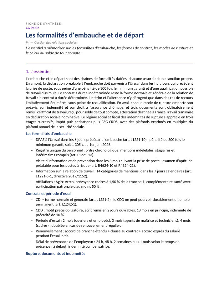 Première page de la synthèse