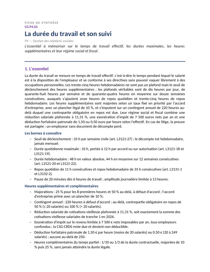 Première page de la synthèse