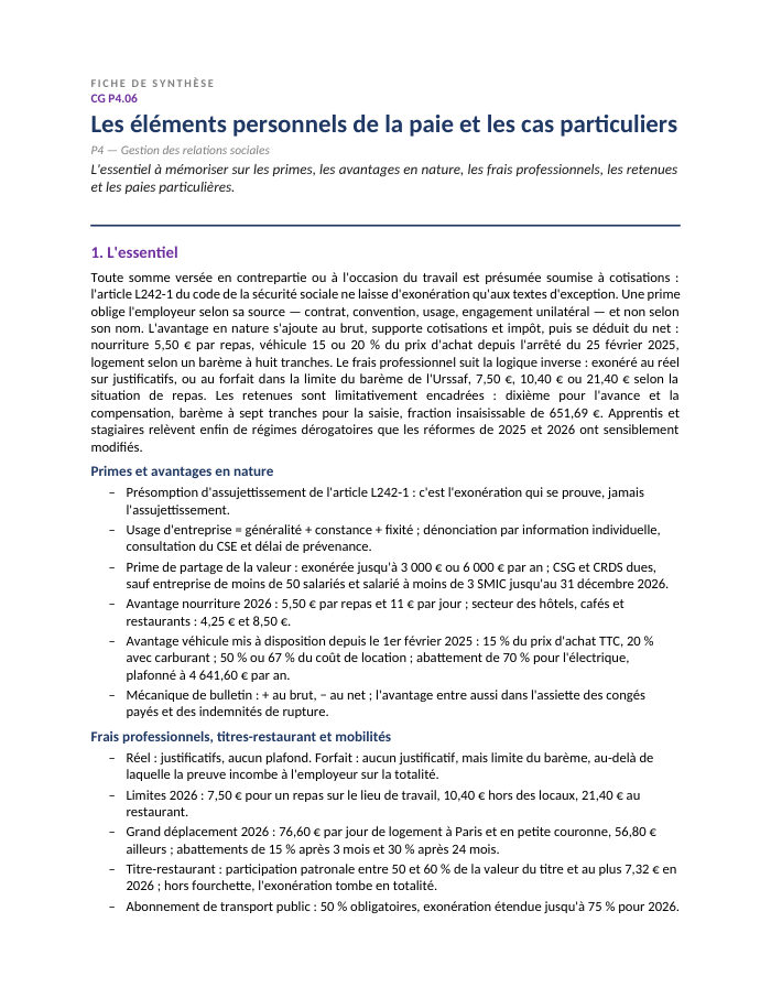 Première page de la synthèse