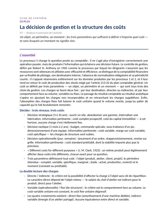 Première page de la synthèse