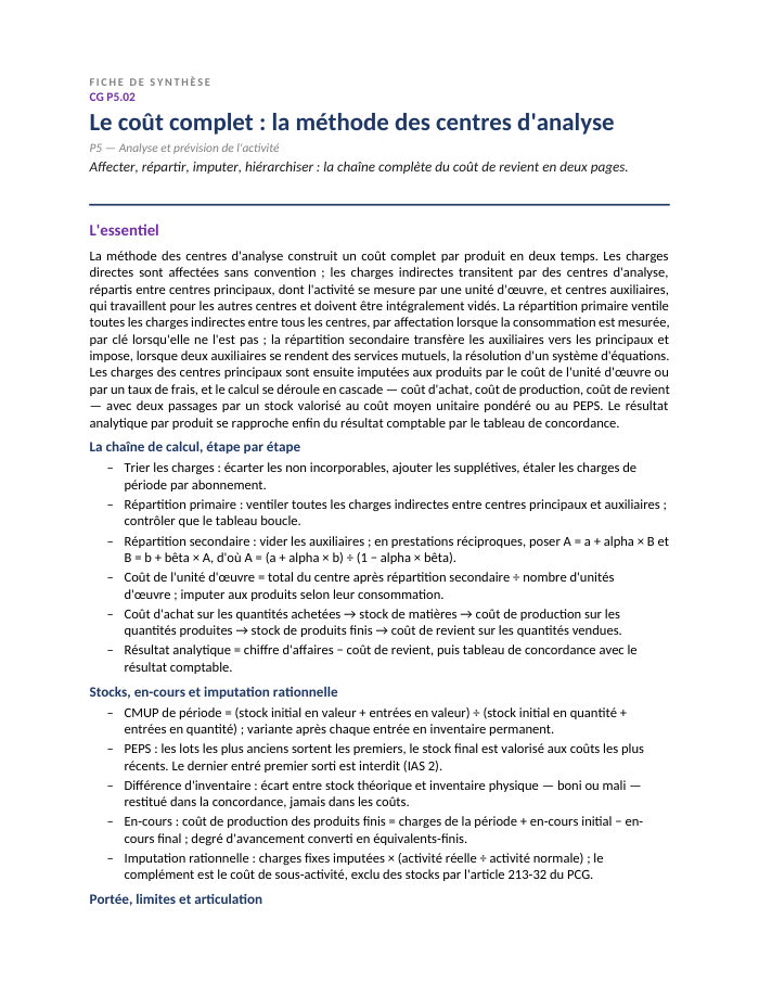 Première page de la synthèse