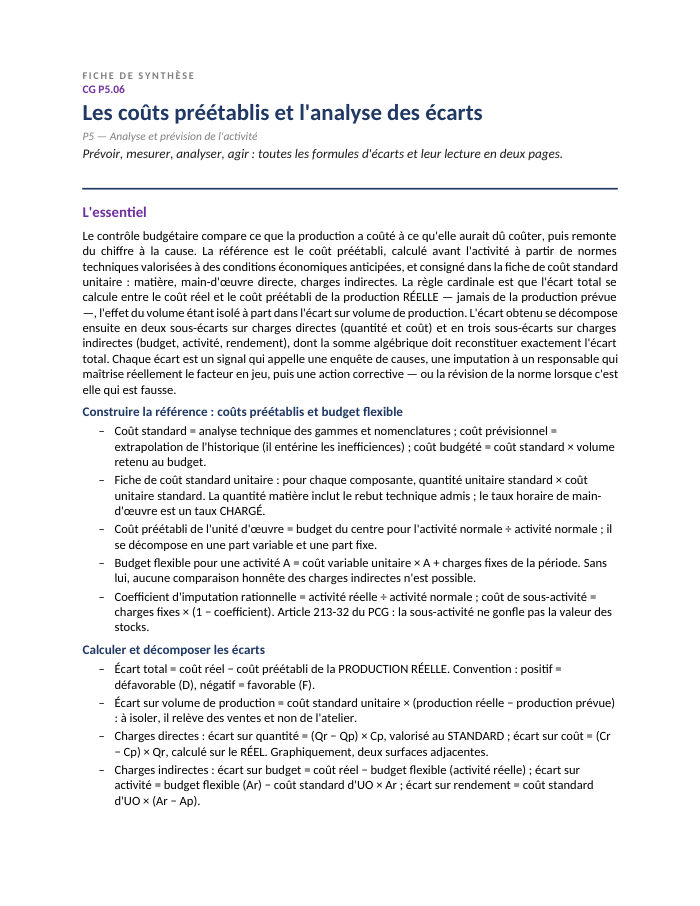 Première page de la synthèse