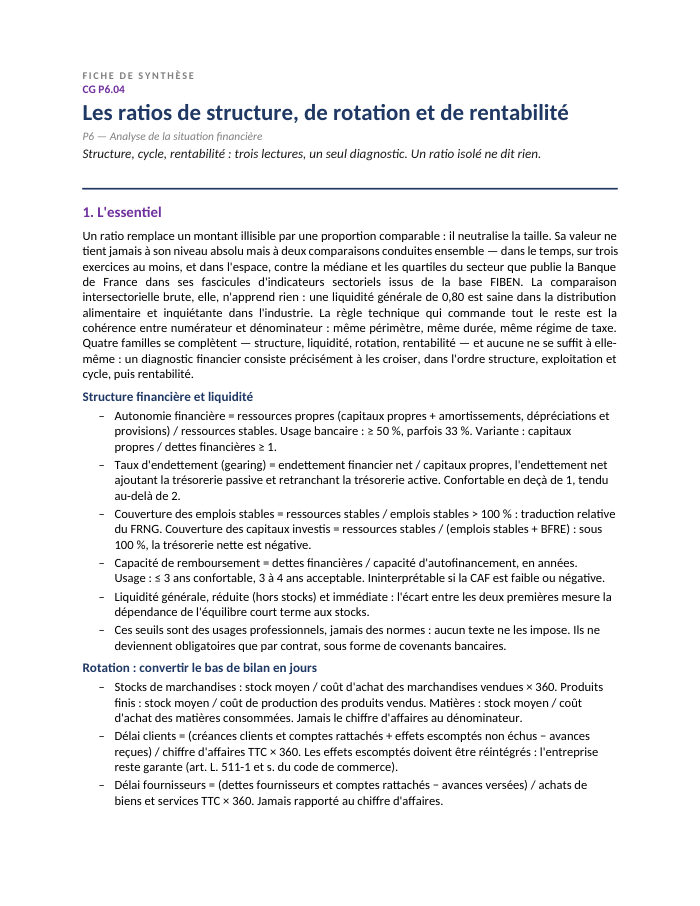 Première page de la synthèse