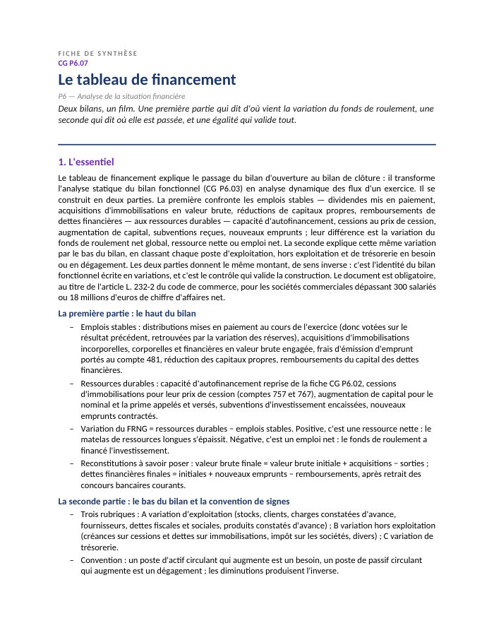 Première page de la synthèse