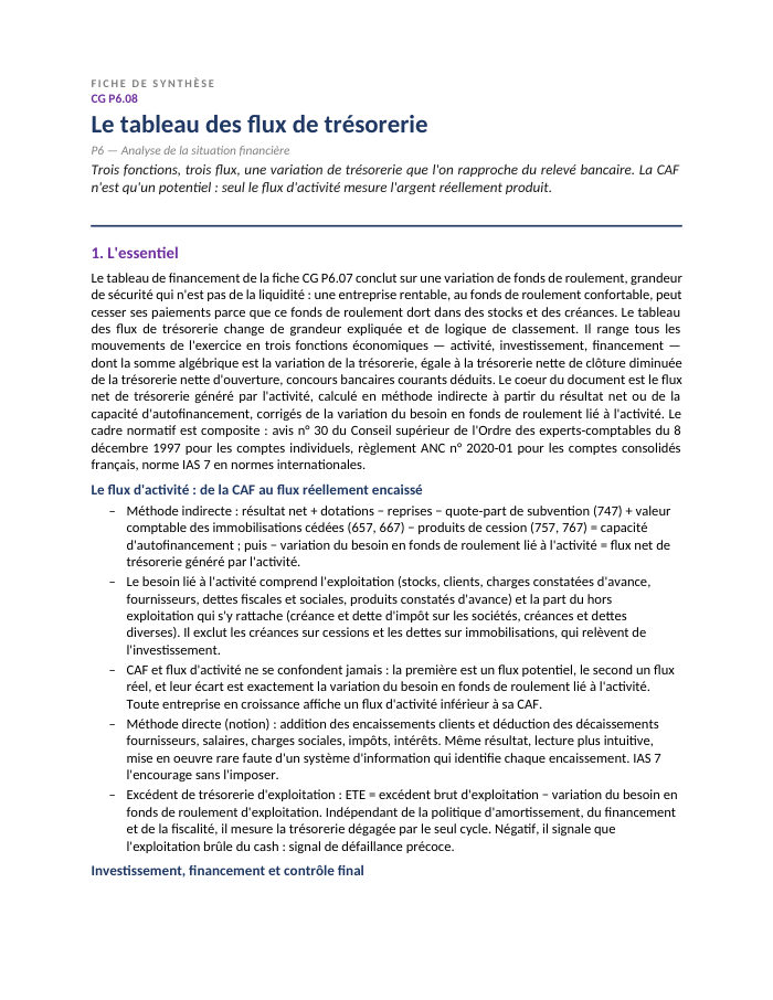 Première page de la synthèse
