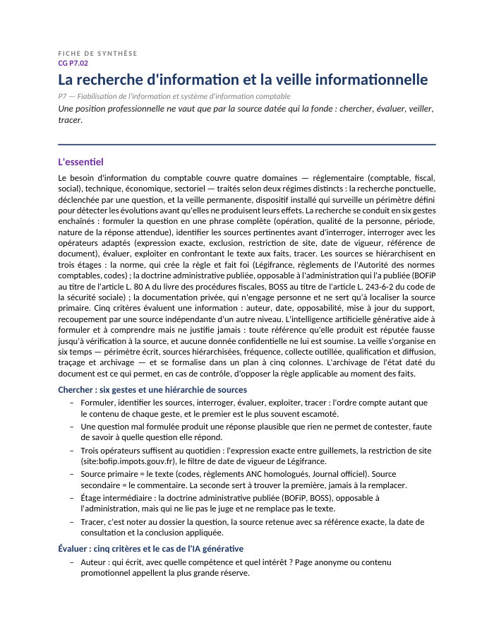Première page de la synthèse